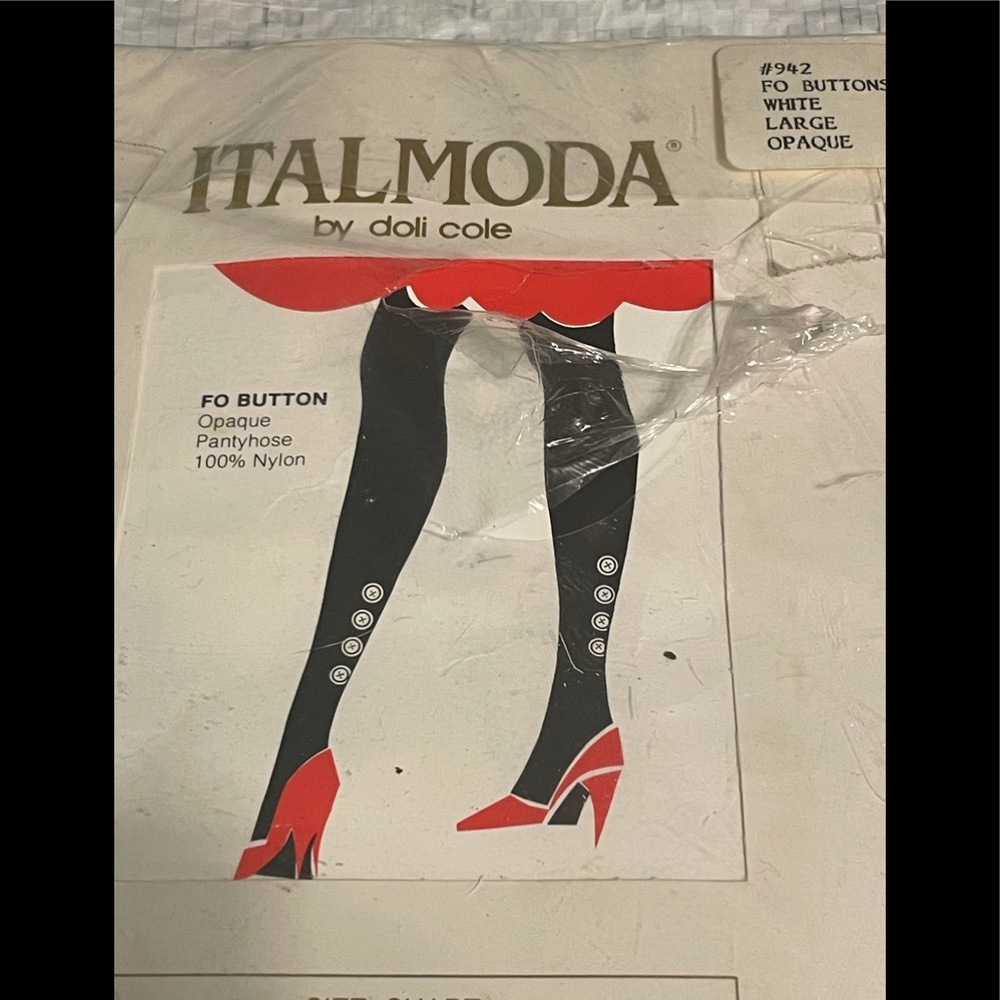 Vintage Pantyhose White With Red,Blue,Green,Yellow